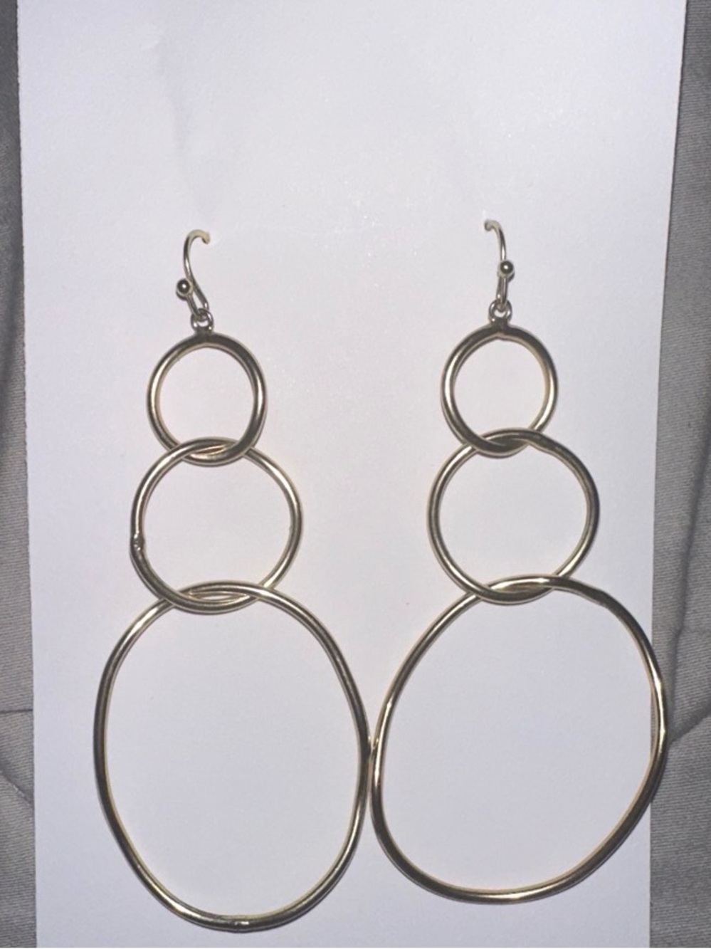 Anthropologie Gold-Tone Triple Hoop Drop Earrings - Women's Jewelry